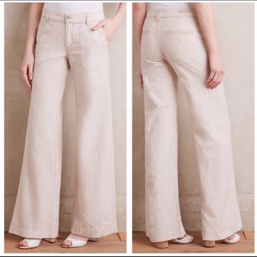 Anthropologie Pilcro Letterpress linen wide pants